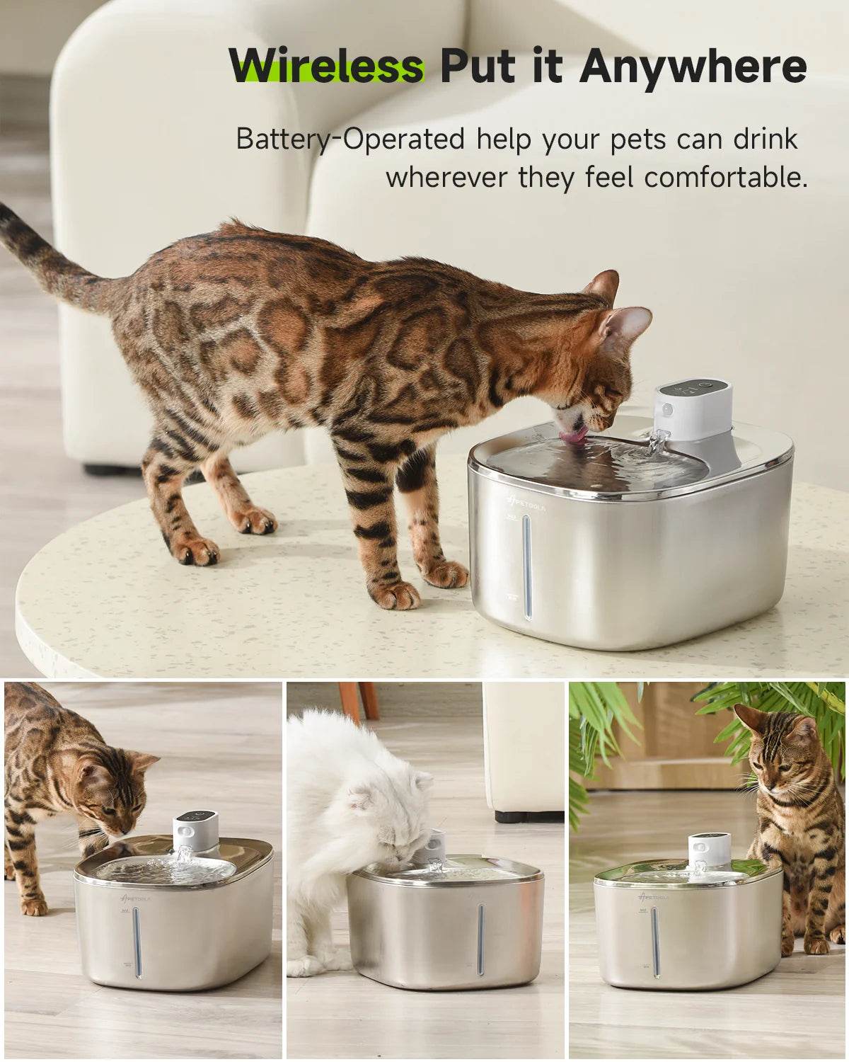 4L Wireless Pet Water Fountain | Auto Sensor, Stainless Steel
